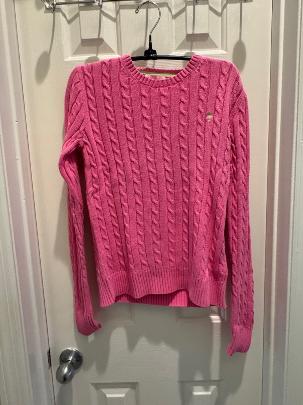 Lilly Pulitzer Hot Pink Cable Knit Crewneck Sweater XS